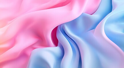 Soft, flowing fabrics in pastel pink and light blue
