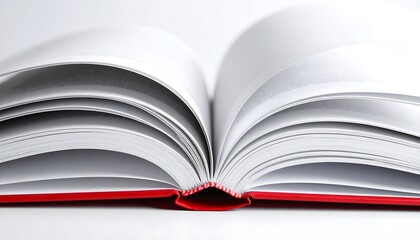 Fototapeta premium Open book with white pages and red binding