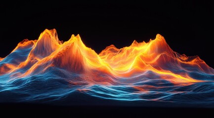 Fiery, glowing mountains against dark (1)