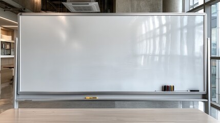 Large clean empty whiteboard in a modern meeting room