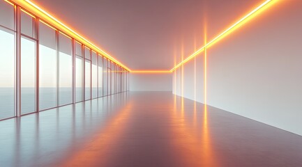 Empty modern office space with orange accents