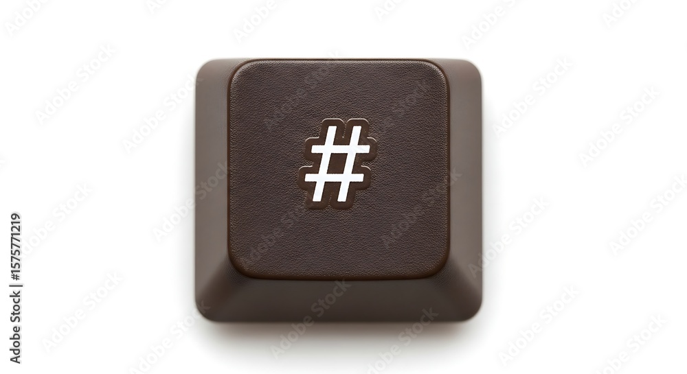 Fototapete hashtag key from a computer keyboard on white background