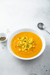 Sweet corn soup with lime and ginger