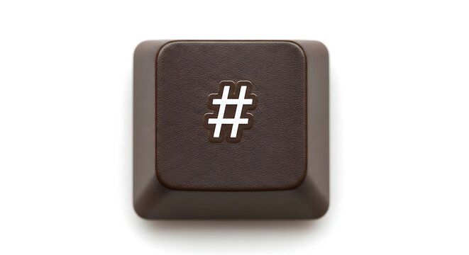Hashtag Key from a computer keyboard on white background