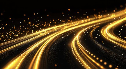 Golden light trails on a dark background (1)
