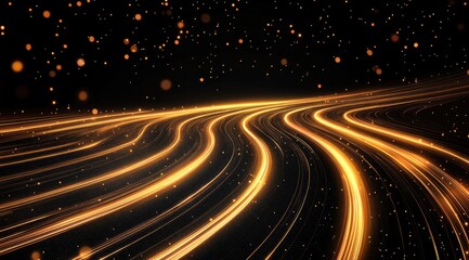 Golden light trails on a dark background (2)