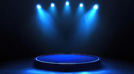 Blue stage lit by spotlights (16)
