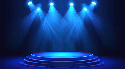 Blue stage lit by spotlights (17)