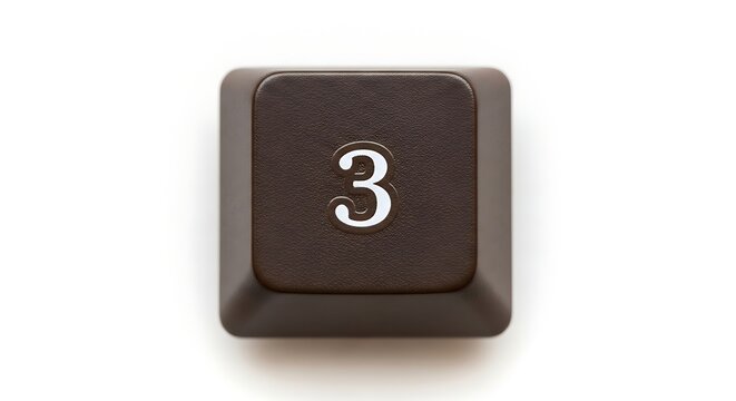 Isolated Number 3 Keycap on White Background