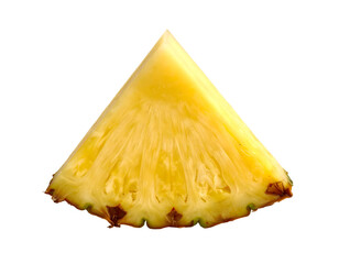 Pineapple wedge close up on black