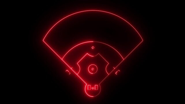 Baseball field icon animation on black background. futuristic digital icon video of a high-tech Baseball field .