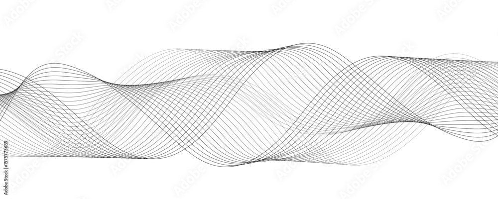 Poster abstract digital wave pattern consisting of smooth, flowing lines in a teal gray gradient. curving l