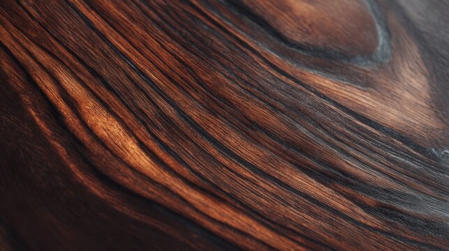 Extreme close-up macro photograph of dark wood grain - Powered by Adobe