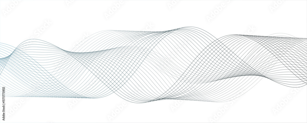 Poster minimalist abstract wave design consisting of smooth, flowing black and gray lines on a white backgr