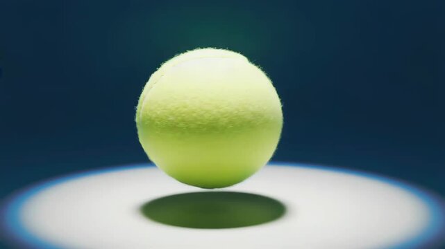 Tennis ball resting on white surface with dramatic lighting