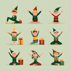 Group Joyful Elves Are