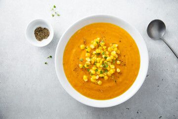Sweet corn soup with lime and ginger