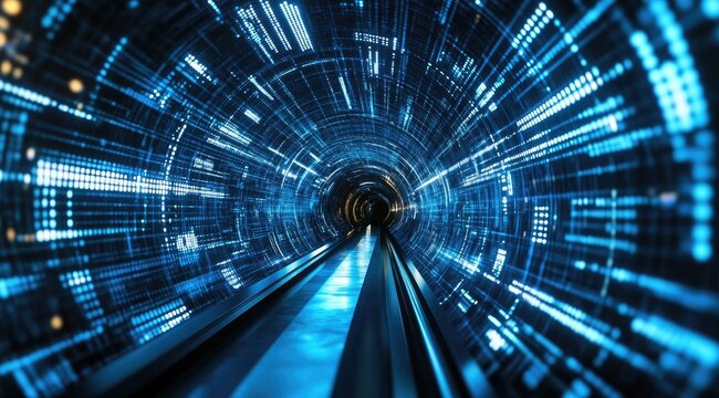 Digital tunnel, futuristic data stream