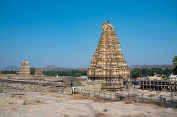 Virupaksha temple in Hampi, South India, historic monument of the ancient Vijayanagara Empire...