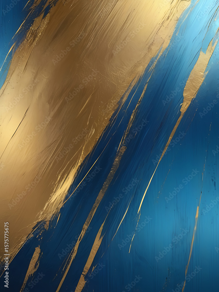 Poster luxury blue and gold abstract waves with smooth gradient metallic texture background design ai