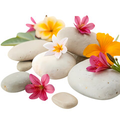 Spa Relaxation: Serene Stones and Vibrant Flowers
