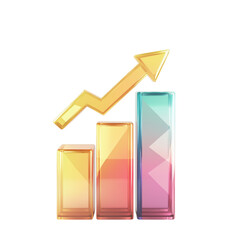 business graph with arrow Isolated white background 