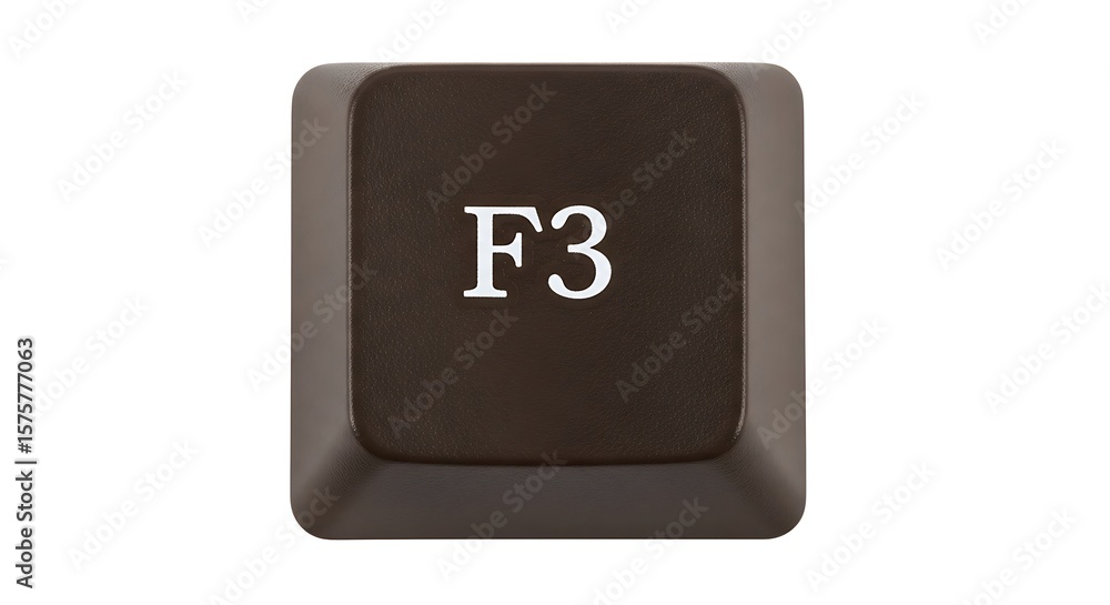 Poster isolated f3 keyboard key on white background