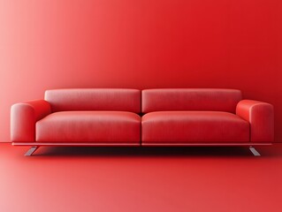Modern Red Leather Sofa in Red Room Interior Design