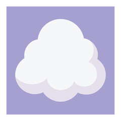 Obraz premium Simple White Cloud on a Light Purple Background Weather Icon