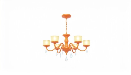 3d cartoon chandelier plastic style isolated on solid white background
