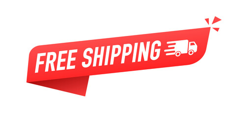 Free delivery shipping icon, home express delivery service vector label with fast car truck. Free delivery label. Vector illustration