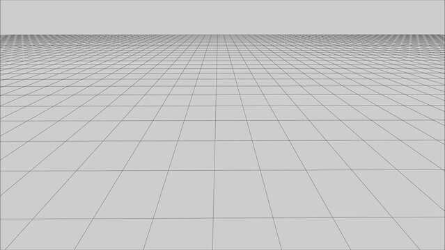Abstract wireframe perspective grid on white background.