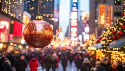 Ornate Christmas ornament in Times Square