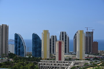 wieżowce krajobraz linia miasta Benidorm Hiszpania