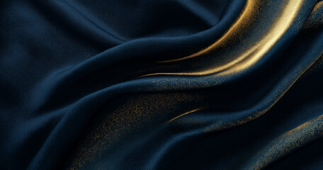 Soft Velvet Texture Background Gold and Dark Blue Fabric wave 