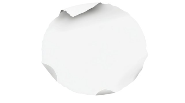 Torn paper hole with rough ripped edges creating an opening isolated on white background