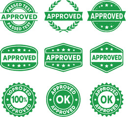 Obraz premium Green Approved Stamps & Seals Quality Assurance Graphics