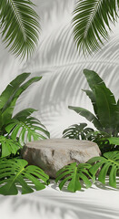 Tropical Foliage and Stone with Shadows