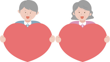 하트 든 노인 일러스트
