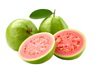 Fresh ripe guavas halves on black
