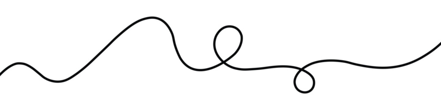 wavy curvy long squiggles line, loopy line, wave line - stock vector. abstract wavy line. long hand drawn squiggle. vector illustration on transparent background