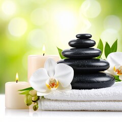 Obraz premium Hot Stone Massage Setup 