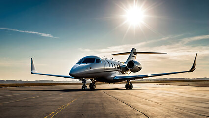 Fototapeta premium 3D image airplane in the sky, runway, air, flight, transport, fighter, fly, private, propeller, tarmac, engine, flying, business. 