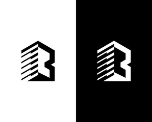 B letter building logo design template