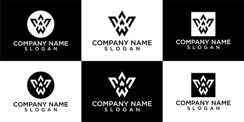 collection abstract letter W logo design. modern logotype W design with black color.