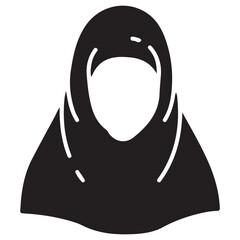 Black and white silhouette of a islamic woman wearing a white scarf vector illustration