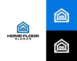 house and tile floor logo design template