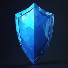 Blue polygonal shield, security, protection, defense.