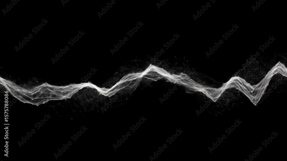 Poster abstract white wave on black background - a flowing, wave-like abstract form in white with a texture