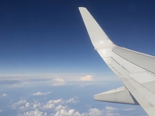airplane wing in the sky